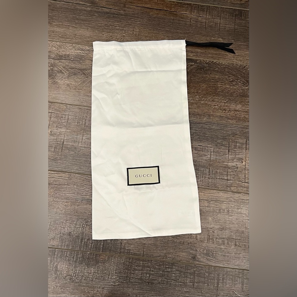Gucci White Satin Dust Bag with Black Drawstring